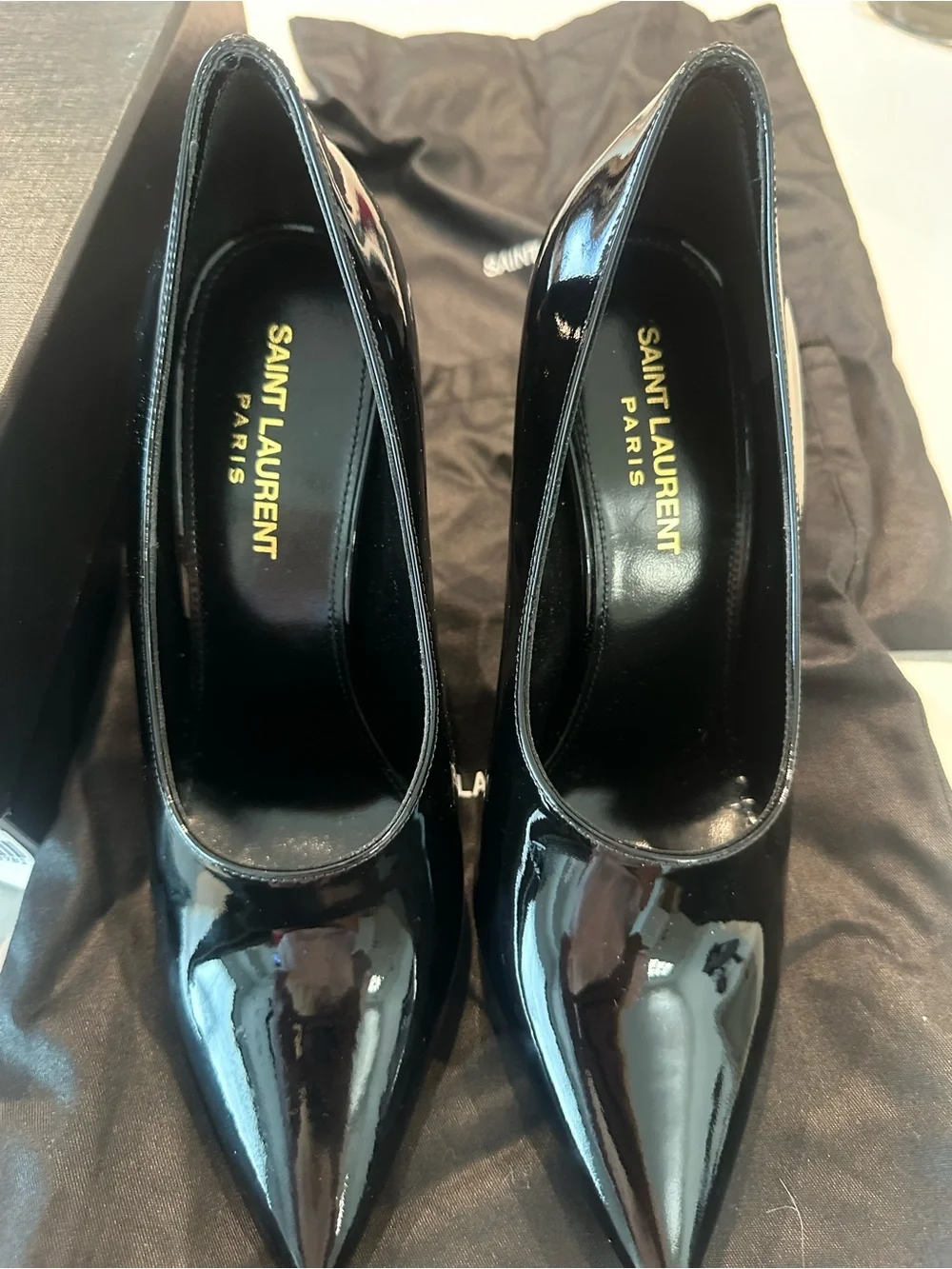 Saint Laurent Teddy Black Patent Pointed-Toe Stiletto Pump - Women - Picture 7 of 9